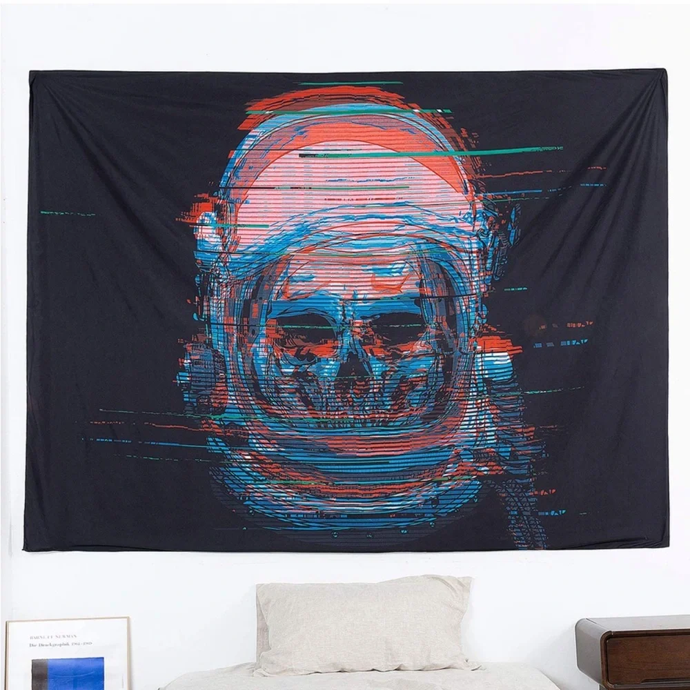 Skull Tapestry Wall Hanging, Skull Psychedelic Trippy Tapestry for Wall Sz L